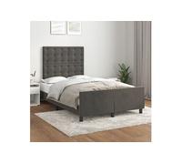 Vidaxl Cadre De Lit Avec Tête De Lit Gris Foncé 120x200 Cm Velours Gris