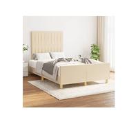 Vidaxl Cadre De Lit Avec Tête De Lit Crème 120x200 Cm Tissu