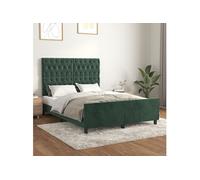 Vidaxl Cadre De Lit Avec Tête De Lit Vert Foncé 140x190 Cm Velours Vert