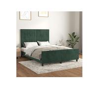 Vidaxl Cadre De Lit Avec Tête De Lit Vert Foncé 140x200 Cm Velours Vert