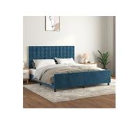 Vidaxl Cadre De Lit Avec Tête De Lit Bleu Foncé 160x200 Cm Velours Bleu