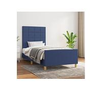 Bedframe zonder matras 90x190 cm stof blauw3125023