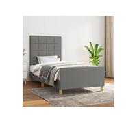 Vidaxl Cadre De Lit Sans Matelas Gris Foncé 90x200 Cm Tissu Gris