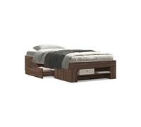 vidaXL Cadre de lit chêne marron 100x200 cm bois d'ingénierie, meuble de chambre à coucher, lit simple, sommier, lit, cadre de lit simple, châlit Marron