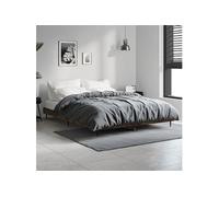 Vidaxl Cadre De Lit Chêne Fumé 140x190 Cm Bois D'ingénierie Marron