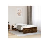 vidaXL Cadre de lit sans matelas chêne fumé 90x190cm bois d'ingénierie Marron