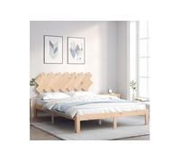 Vidaxl Cadre De Lit Avec Tête De Lit 140x190 Cm Bois Massif Marron