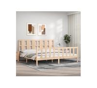 Vidaxl Cadre De Lit Avec Tête De Lit 200x200 Cm Bois Massif Marron