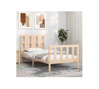 Vidaxl Cadre De Lit Avec Tête De Lit 90x200 Cm Bois Massif Marron