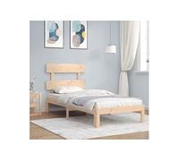vidaXL Cadre de lit avec tête de lit 90x200 cm bois massif Marron
