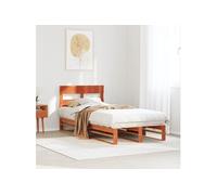 Bedframe zonder matras massief grenenhout wasbruin 100x200 cm850799