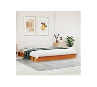 Cadre de Lit, Lit Double avec Sommier à Lattes, Lit Adulte, Meuble de Chambre, Moderne, Cire Marron 200x200 cm Bois de Pin Massif
