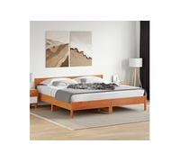 vidaXL Cadre de lit et tête de lit cire marron 200x200 cm bois de pin