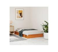 vidaXL Cadre de lit 844432 – Sommier à lattes, bois pin massif, cire marron – 75x190 cm