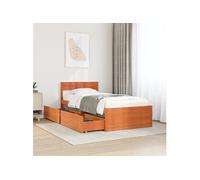 vidaXL Lit simple en bois massif avec tiroirs et tête de lit 75 x 190 cm marron cire