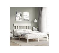 Vidaxl Cadre De Lit Avec Tête De Lit Blanc 120x200 Cm Bois Massif Blanc