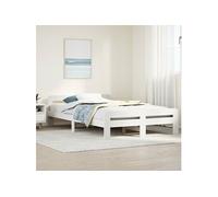 Bedframe zonder matras massief grenenhout wit 135x190 cm855488