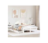 vidaXL Cadre de lit 3309051 - Sans matelas en pin massif 140x190 cm blanc Blanc G