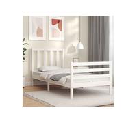 Vidaxl Cadre De Lit Et Tête De Lit Blanc 100x200 Cm Bois Massif Multicolore