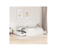 vidaXL Cadre de lit avec tiroirs blanc 140x200 cm bois de pin massif, meuble de chambre à coucher, sommier, lit en bois, 3282349