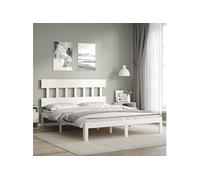 vidaXL Cadre de lit avec tête de lit 3193607 bois massif blanc 160x200 cm