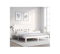 vidaXL Cadre de lit avec tête de lit blanc 160x200 cm bois massif