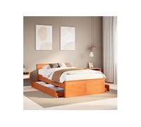 Bedframe zonder matras met hoofdbord hout wasbruin 135x190 cm3308782