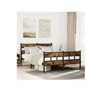 vidaXL Bedframe zonder matras metaal gerookt eikenkleurig 150x200 cm3308464 Marron G