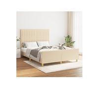 Bedframe zonder matras stof crÃmekleurig 140x190 cm3125216