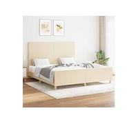 Vidaxl Cadre De Lit Avec Tête De Lit Crème 160 X 200 Cm Tissu