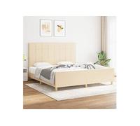 Bedframe zonder matras stof crÃmekleurig 180x200 cm3125078