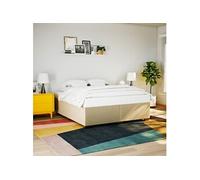 vidaXL Cadre de lit Crème 180 x 200 cm Tissu, sommier, Cadre de lit Plateforme, Cadre de lit rembourré, Meuble de Chambre à Coucher