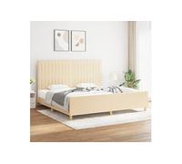 Bedframe zonder matras stof crÃmekleurig 200x200 cm3125248