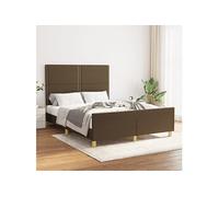 Bedframe zonder matras stof donkerbruin 140x190 cm3124971