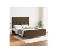Cadre de Lit avec Tête de Lit Marron Foncé 140x200 cm Tissu Double vidaXL