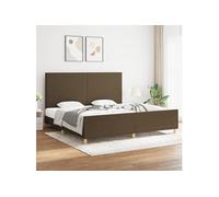 Bedframe zonder matras stof donkerbruin 200x200 cm3124922