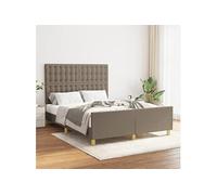 Cadre de Lit avec Tête de Lit Noir 140x200 cm Tissu Rembourré Double vidaXL
