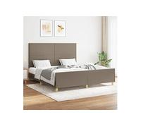 Vidaxl Cadre De Lit Avec Tête De Lit Taupe 160x200 Cm Tissu Gris