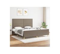 Vidaxl Cadre De Lit Avec Tête De Lit Taupe 180x200 Cm Tissu