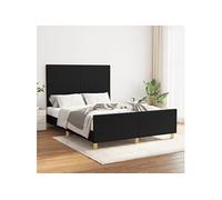 Vidaxl Cadre De Lit Avec Tête De Lit Noir 140x200 Cm Tissu Noir