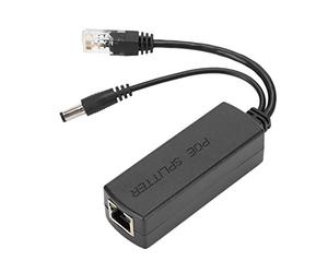 Bediffer Adaptateur de Répartiteur de Puissance POE DC48V à DC12V, Module D'injecteur Résistant à la Foudre pour Hikvision, Noir,Fils et câbles