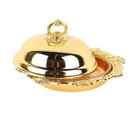 Bediffer Beurrier Rond Vintage avec Couvercle pour Servir du Fromage au Beurre et des Fruits, Design élégant en Verre et en Alliage pour la Cuisine et la Table à Manger