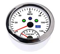 Bediffer Compteur de Vitesse GPS 85 Mm avec Rétroéclairage Rouge, Tachymètre LCD Précis pour Voitures 12 V/24 V, Bateaux, VTT, Acier Inoxydable Durable et étanche ((Blanc CX8192))