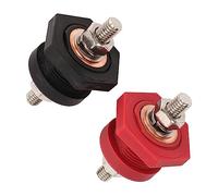Bediffer Connecteurs de Borne de Batterie à Panneau Traversant Premium 440A Poteau de Jonction Négatif Positif pour Automobile Marine 3/8 Po en Cuivre nickelé 1 Paire