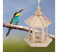Bediffer Mangeoire à Oiseaux en Bois avec Toit Mobile, Durable | Bois de haute qualité, côtés transparents, design suspendu extérieur