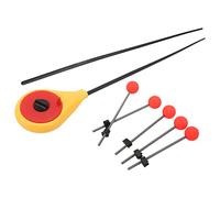 Bediffer Mini Canne à Pêche sur Glace Jaune Portable, pour Utilisation en Extérieur en Hiver, avec 5 Pointes à Ressort à Boule Rouge (L)