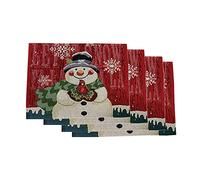 Bediffer Set de Table Bonhomme de Neige avec Mélange Lin-Coton de qualité | Lavable pour une utilisation intérieure et extérieure, Toucher confortable, Polyvalent pour les tables de salle à manger,