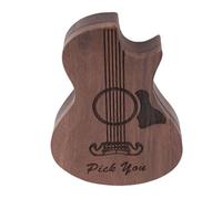 Bediffer Support de la Boîte pour Plectres de Guitare, Design Classique gravé avec 3 Plectres Classiques pour les Amateurs de Guitare, Matériau en Bois de Noyer