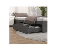 Bedlades 2 st massief grenenhout grijs814981