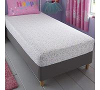 Bedlam - Drap de lit Arc-en-Ciel étoiles et cœurs - Drap-Housse Simple (190 x 90 x 25 cm) - Blanc - pour Filles/Enfants - Literie en Polycoton Super Doux pour Filles - Literie Assortie Disponible